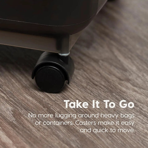 Zero Fuss Built Tough Pet Food Storage Container Keeps Dry Kibble Crisp All Week Long Smoke Black Airtight Lidded Bin Holds Fifty Eight Pounds Made In Usa For Cats And Dogs
