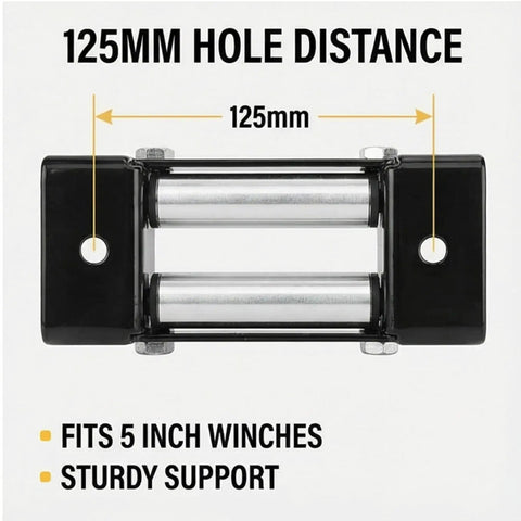 5 Inch Winch Roller Fairlead For Side By Side With 4 Way Heavy Duty Universal Mount And 125mm Hole Distance Fits 4500 Lbs Winches