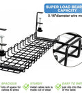 No Drill Under Desk Cable Management Rack Clip On 25 Inch Organizer for Standing Desks, heavy-duty metal wire mesh with clamps