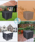 Built To Last 28 Inch Square Fire Pit Cover For Propane Gas Fire Pit Table Waterproof And UV Resistant All Weather Oxford Fabric Shield in use across four seasons