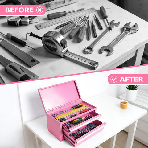 Compact Pink Steel Toolbox With Lickety Smooth Drawers For Hella Quick Hardware Sorting This Durable Portable Metal Chest Keeps All Your Nuts Bolts And Wrenches Totally Organized No Sweat Ever