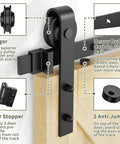Heavy Duty Sliding Barn Door Hardware Kit For Double Doors 350 Lb Capacity Includes 2 Round Door Handles And 2 Floor Guides Fits 1 3 8 To 1 3 4 Inch Door Panels Black Finish Quiet And Stable details