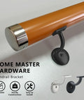 Heavy Duty Hand Rail Bracket Set 6 Pack For Stairs And Banisters, Matte Black Zinc Alloy Wall Mounts close-up on a wooden rail support
