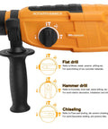 Close-up of 3 In 1 Rotary Hammer Drill With SDS Plus 1 Inch Chuck 800 Watt Corded Demolition Hammer For Concrete Variable Speed