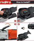 TrivdPro oscillating tool blade kit for multitools; black blade carrier with orange tool housing
