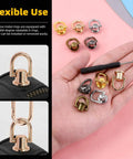 Bronze D Ring Rivet Set For Leather Purses And Handbags 21 piece kit with rings, screws, and screwdriver in hand display