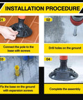 Installation steps for 8 Pack 48 Inch Traffic Delineator Posts With Orange Reflective Collar, Flexible Surface Mount Safety Poles.