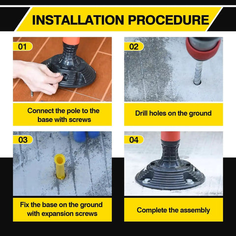 Installation steps for 8 Pack 48 Inch Traffic Delineator Posts With Orange Reflective Collar, Flexible Surface Mount Safety Poles.