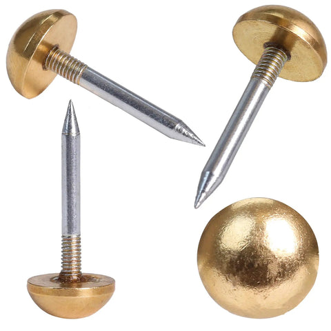 Retro Solid Brass Cap Nails For Furniture Upholstery And Woodworking Straight Up Antique Craft Hardware with durable thick body and classic design.
