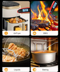 Instant Read Digital Meat Thermometer With Dual Probes For Grilling And Cooking in air fryer, BBQ, liquid, and baking
