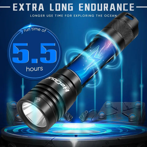 2 Pack Scuba Diving Flashlight With Rechargeable Power Dive Light Torch 3000 Lumens Underwater 328 Feet IPX8 Waterproof