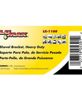 Product label for Heavy Duty Shovel Bracket Galvanized Steel Mount with barcode and multilingual description.