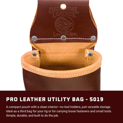 Pro Leather Utility Bag With One Pocket Simple Compact Leather Pouch For Tools And Fasteners Made In USA open front view