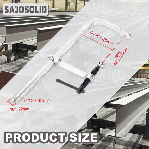 Heavy Duty F Clamps 4 Pack With 4-3/4 Inch Throat Depth, 12 Inch Opening, And 1200 Lbs Clamping Force, side view