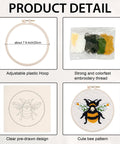 Chill Dope Beginner Punch Needle Starter Kit With Cute Bee Pattern showing hoop, threads, pre-printed fabric, and bee design