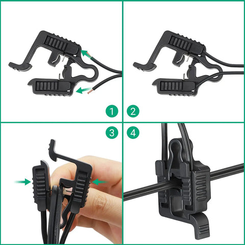 Six Pack Low Voltage Wire Connectors For Landscape Lighting Waterproof Connectors For Path Lights And Spotlights Compatible With 10 12 14 16 18 Gauge Cables UL Listed Easy Six Light Connection In One Set shown in four assembly steps.
