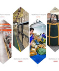 Industrial facility using heavy duty cargo lifting net for pallets and cranes beefy canvas construction with reinforced handles