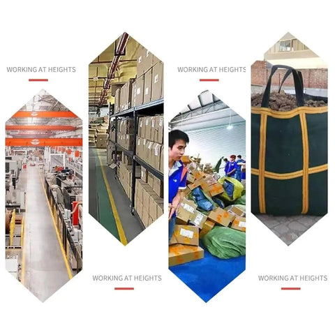 Industrial facility using heavy duty cargo lifting net for pallets and cranes beefy canvas construction with reinforced handles