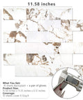 10 Sheet Subway Tile Peel And Stick Backsplash Kit With Self Adhesive PVC Tiles In Star White Marble And Light Grey Dolomite sizing details