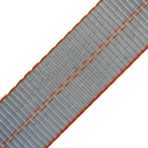 Heavy Duty 2 Inch By 96 Inch Car Tie Downs with Twisted Snap Hooks Silver Series close-up of sturdy silver webbing texture
