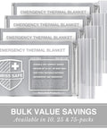 Emergency Mylar Blanket Pack 25 Silver Space Blankets Grab And Go Compact Dual Sided Reflective Heat Retention For Camping Survival First Aid Car Kit NASA Tested packaging