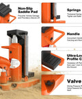 Beefy Heavy Duty Toe Jack 5 Ton And 2.5 Ton Hydraulic Floor Jack with non-slip saddle, springs, and handle for versatile use.