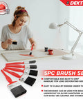 Woman painting with Five Piece Paint Brush Set With Durable Synthetic Bristles For All Paint Types displayed below.
