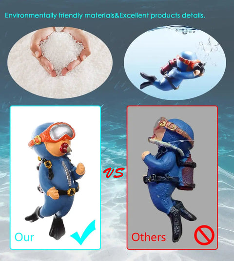 Comparison of Two Pack Cool Little Diver Aquarium Decorations Floating Accessories material versus competitors' material.