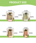 Four gold copper-nickel brake line fittings with hex nuts, showing varying sizes.