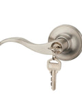 Wave Lever Keyed Entry Door Lock Set In Silver For Lefty Doors With Three Keys Included Adjustable Backset