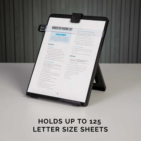 Letter Size Non Magnetic Copyholder With Removable Line Guide And Adjustable Easel Back holding 125 sheets upright