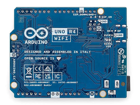 Back view of Uno R4 WiFi Dual Core Microcontroller Board With Renesas RA4M1 And ESP32 S3 For IoT And Embedded Projects