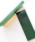 Honeycomb Pattern Resin Knife Handle Scales Set In Snakeskin Green Pearl Resin Composite For Knife Making, top view of slabs