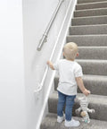Fully Adjustable Toddler Stair Handrail Built Like A Tank For Little Ones Grows With Your Kid To Deliver kid climbing stairs safely.