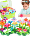Child playing with Flower Garden Building Toy Set For Toddlers And Preschoolers A STEM Educational Activity Gift With Storage Box
