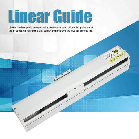 Heavy Duty CNC Linear Motion Rack Guide Rail System In Aluminum With 200Mm SFU1605 Electric Actuator For Industrial Automation Gearbox Support And Precision Movement Capable Of 150Kg Horizontal Load - aluminum guide with dust cover, blue background.