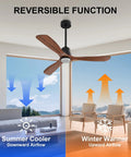 52 Inch Mainstay Ceiling Fan With Bright Led Glow And Zero Buzz Wireless Remote For Indoors Outdoors solid walnut wood design reversible function