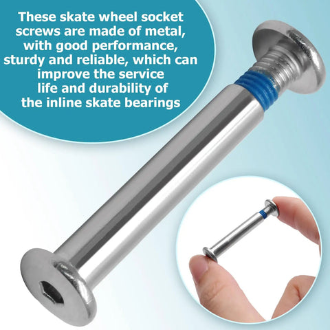 Five Sets Of 32mm Inline Skate Wheel Screws With Installation Tool, Heavy Duty Metal Socket Screws For Skates close-up view