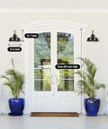 Gooseneck Barn Light Outdoor Fixture 12.6 Inch Farmhouse Vibe Black Exterior Sconce installed beside a white porch door