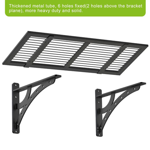 Components of Two Pack 15x38 Heavy Duty Wall Shelf Garage Storage Rack Wall Mounted Floating Shelves With Power Tool Organizer And Five-Drill Rack