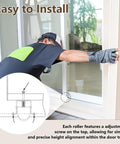 Person installing Four Pack Sliding Screen Door Rollers Replacement For Standard Doors with diagram showing adjustment screw details.