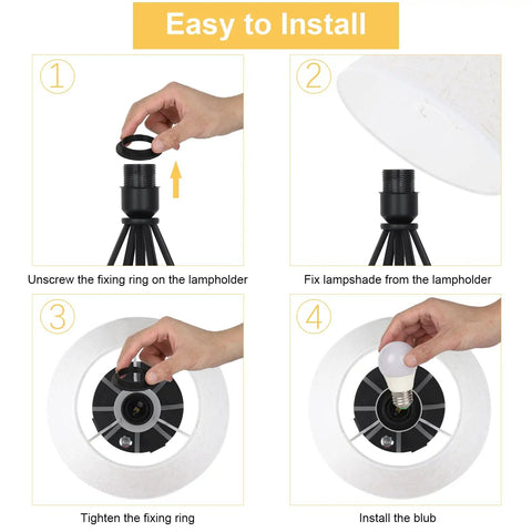 Installation steps for Touch Control Desk Lamp With USB And AC Outlets, 3 Level Dimmable Bedside Nightstand Light In Modern Black With Linen Shade