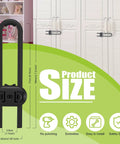 Six Pack Adjustable U Shaped Child Safety Cabinet Locks displaying lock dimensions and installation features