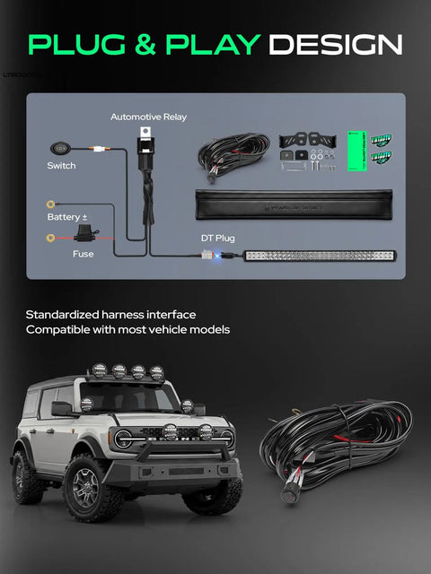 42 Inch LED Light Bar Combo 32000LM 320W Off Road Lights For Trucks UTVs ATVs Boats And More With Combo Beam And Durable Construction For Nighttime Adventures plug and play wiring harness