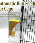 Heavy Duty Automatic Bird Feeder And Water Dispenser Cage Combo showing gravity-fed design with seed storage in clear container.