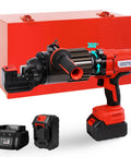 Loschen Cordless Rebar Cutter With 360 Degree Rotation, Portable Electric Hydraulic Saw For 4Mm To 20Mm Steel Rods, showing tool, battery, and charger.