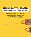 24-inch PVC pipe cable saw with serrated stainless steel wire and orange handles