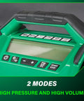 Close-up of Go-To 18V MultiVolt Cordless Dual Function Inflator control panel with buttons and display