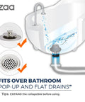 Illustration of Silicone Collapsible Bathtub Drain Hair Catcher And Protector For Pop Up And Regular Drains installation