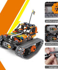 3-In-1 STEM RC Building Kit With Tracked Car, Robot, And Tank, 2.4GHz Rechargeable Remote, Kid-Approved Engineering Toy Set For Ages 8 To 14, 392 Pieces Of Hands-On Science Fun, tracked car close-up